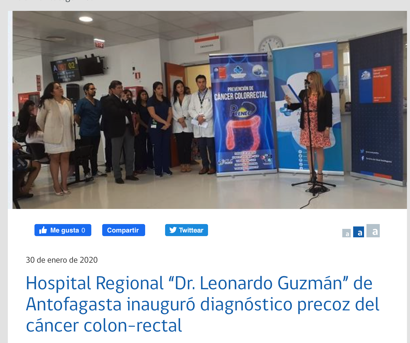Hospital Regional “Dr. Leonardo Guzmán” de Antofagasta inauguró diagnóstico precoz del cáncer colon-rectal